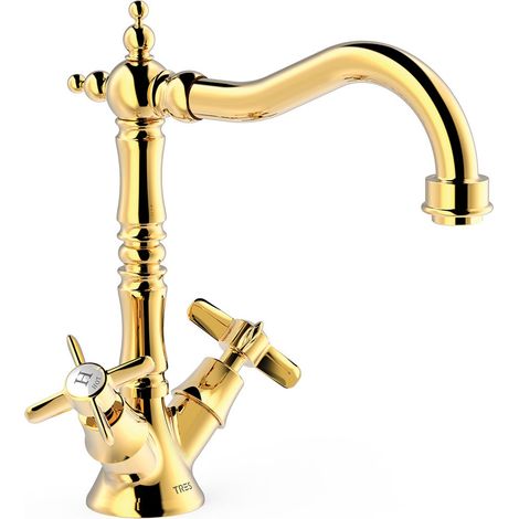GRIFO BIMANDO PARA LAVABO CON VOLANTES. LATIGUILLOS DE (1/2)