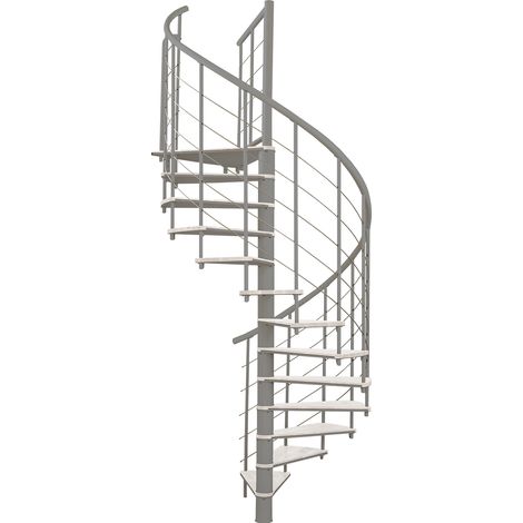 Minka Spindeltreppe Fusion 37 - 295cm Geschosshöhe Weiß Grau 160cm Durchmesser