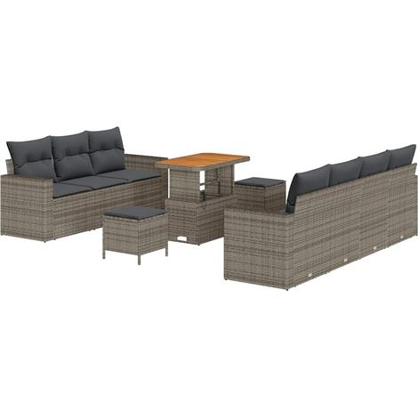 Maison Exclusive - Garten-Sofa-Set mit Kissen mit Speicher 10 pcs