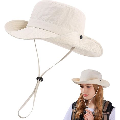 Anti-UV Women's Wide Brim Hat Foldable Adjustable Chin Strap Waterproof for Hiking, Gardening, Safari and Bush Fishing Hunting Camping (1/5)
