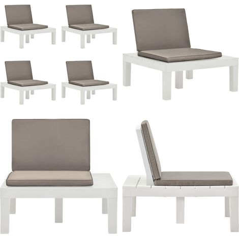 Gartenstühle mit Auflagen 4 Stk. Kunststoff Weiß - Gartenstühle - Loungeset - Outdoor Möbel - Plastikmöbel - Gartenlounge - Home & Living