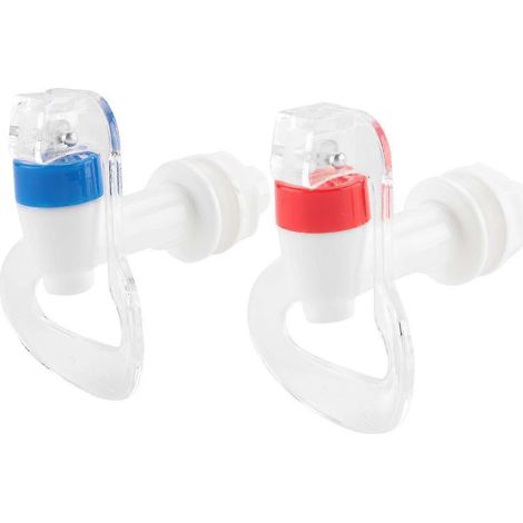 Lot de rechange pour distributeur d'eau : robinet poussoir eau chaude/froide, bleu et rouge (1/5)