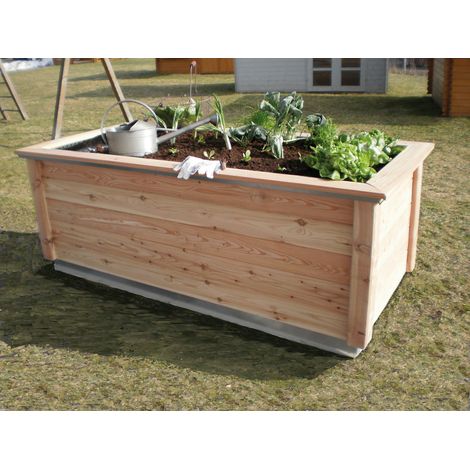 KGT Hochbeet Woody 210 99x214 cm Lärche 27mm Holz natur Schutzgitter gegen Nagetierbefall spezielle Noppenfolie in Inneren verhindert das Verrotten des Holzes (1/5)