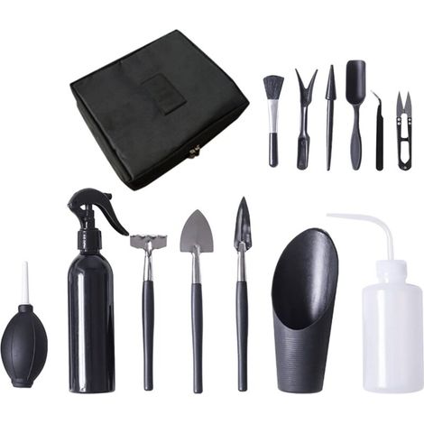 Kit d'outils pour bonsaï de 13 pièces, mini outils pour plantes succulentes, acier et sac en cuir