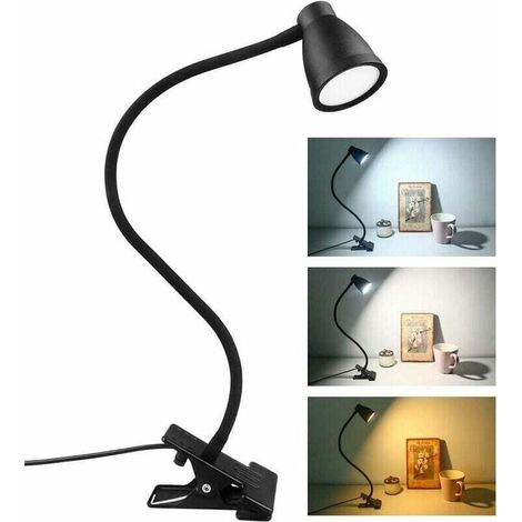 LED-Klemmleuchte für den Schreibtisch, 3 einstellbare Helligkeitsfarben, USB-Klemmleuchte für den Nachttisch, 360° flexible Leselampe mit Augenschutz zum Lernen und Arbeiten
