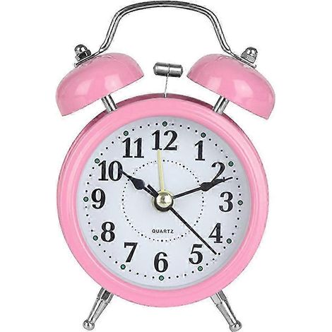Réveil à double cloche de 3 pouces, cadre en métal, cadran 3D, rétroéclairage, mouvement silencieux, sonnerie mécanique puissante, convient pour la maison, le bureau et une utilisation sur un bureau, 