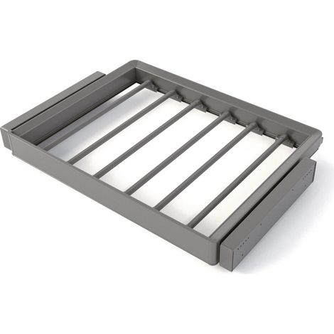 Kit de porte-pantalon à 7 tringles et rack ajustable pour armoires, glissières extension totale et à fermeture douce, Module 70cm, Finition Titane (1/5)