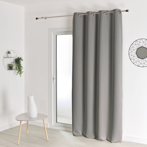 Rideau occultant uni M1 non feu Gris souris 140x180 cm