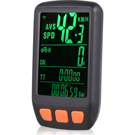 Compteur de vélo numérique sans fil avec batterie rechargeable, rétroéclairage et chronomètre, avec compteur de vitesse et odomètre.