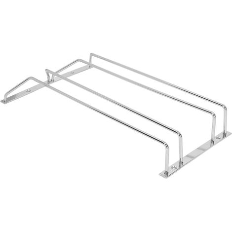 Porte-verres à pied double rangée en acier inoxydable, support suspendu pour verres à pied sous meuble. (1/5)