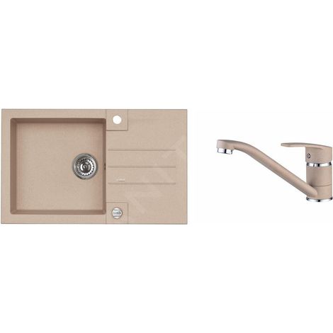 Alveus Sets - Ensemble d'évier Rock 130 et la robinetterie Nina, beige SETA055 (1/4)