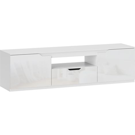 TV-Schrank Weiß 160 cm mit 2 Türen und 1 Schublade, für TVs bis 65 Zoll (1/5)