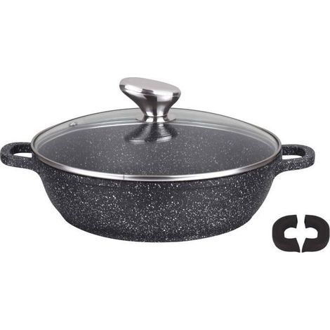 Mijoteuse - PRADEL EXCELLENCE - Mijoteuse 32 cm - Façon pierre - 5 L (Ø32 cm) - Poignées silicone amovibles (1/3)