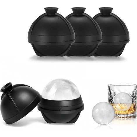 XXL Eiswürfelform Kugel Silikon Set 4 Stück 6cm für Whiskey Cocktails (1/5)