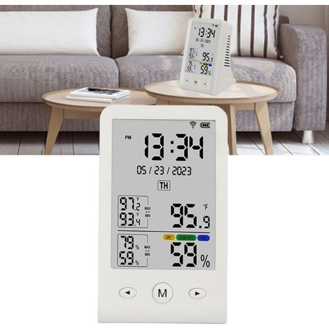 Thermomètre et hygromètre Wi-Fi Tuya DM145C-WIFI avec affichage de l'heure et de la date et commutateur Celsius/Fahrenheit (1/5)