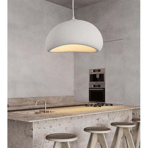 Lustre à abat-jour en pierre simulée de style japonais Wabi-sabi de 30 cm Lampes à suspension en résine à lumière naturelle Éclairage suspendu à vis E27 Éclairage de plafond à fil suspendu régl (1/4)