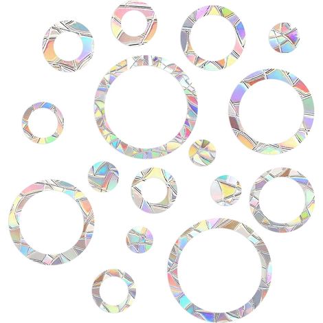 Autocollants de fenêtre représentant des oiseaux, autocollants « suncatcher », décorations de fenêtre pour Halloween et Noël, prismes ronds, PVC, autocollants de fenêtre pour vitres, décoration, lot d (1/5)