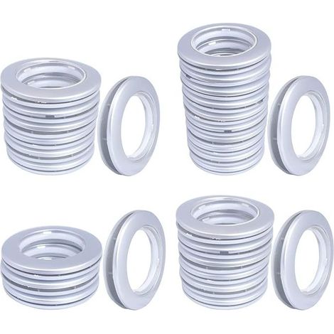 Paquet de 32 Oeillets Rideaux à Clipser, diamètre intérieur 1-9/16 "(40 mm) Anneaux Rideaux Douche Romain kit d’œillets pour Rideau Outil d’ œillet à battant Accessoire (Argent) (1/5)