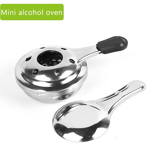 Réchaud à alcool portable miniature en acier inoxydable pour pique-nique, avec poignée, pour le camping en plein air. (1/3)