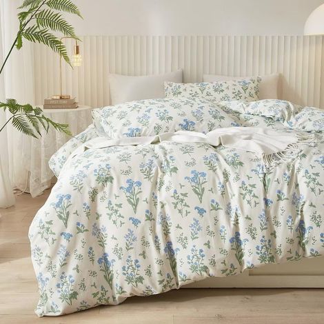Parure de lit 3 pièces avec Housse de Couette 100% Coton avec Fermeture éclair et Attaches de Coin, Durable, Respirante, Facile d'entretien (1/5)
