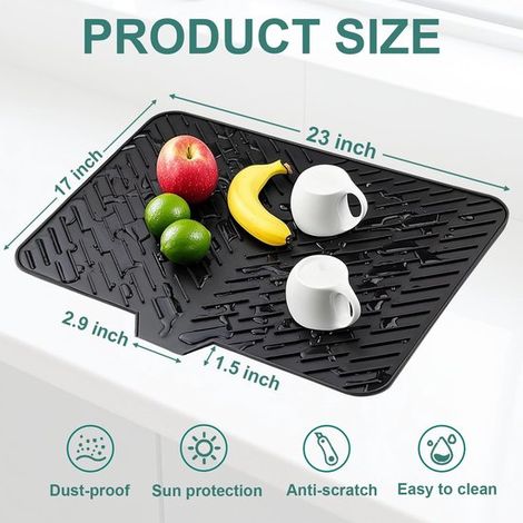 Spülmatte – Abtropfmatte – Silikonmatte – 58 x 43 cm – Schwarz (1/4)