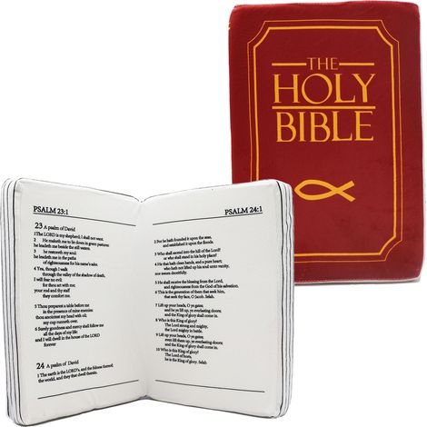 Coussin Bible en peluche douce et agréable au toucher, motif Bibles, pour la décoration intérieure, rouge brique. (1/2)