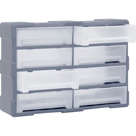 Organisateur Multi-Tiroirs avec 8 Grands Tiroirs Rangement Outils Plastique Gris 52x16x37 cm (1/5)