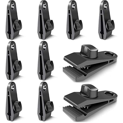 Lot de 10 clips pour rideau, clips pour bâches, crochets pour bâches, coupe-vent, pinces pour tentes de camping, clip accessoire de soleil coupe-vent