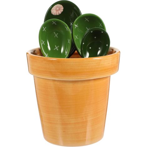 Ensemble de 5 Cuillères Doseuses en Céramique Cactus Support, 290ml, pour Café, Haricots et Ingrédients de Pâtisserie (1/5)