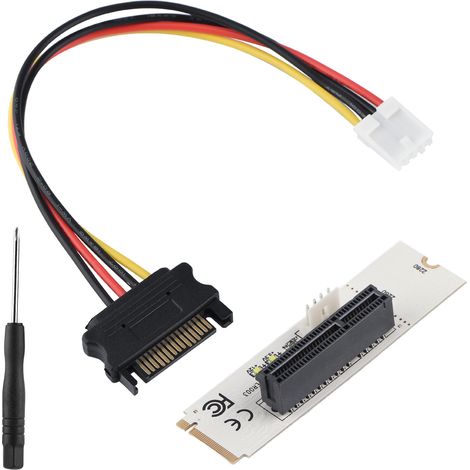 Carte d'extension NGFF M.2 Key M vers PCI-E Express 4X avec indicateur de tension LED et câble d'alimentation SATA (1/5)