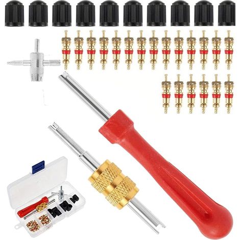 Demonte Valve Pneu, Outil Remover pour Voiture Remplacement Tire Repair Kit de Dépose de Valve de Pneu Obus de Valve (1/4)