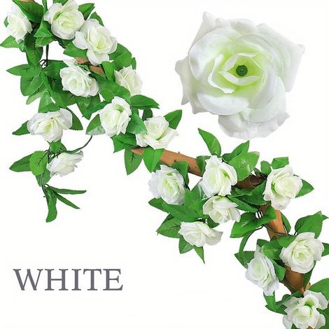 Guirlande artificielle de 230 cm, 2 pièces de plantes artificielles pour décoration d'arche de porte de jardin de fête de mariage (blanc) (1/5)
