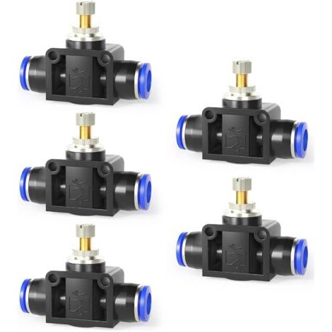 5 pièces 8mm OD vanne de régulation de débit d'air avec raccord push to connect, régulateur de vitesse droit (SA8)
