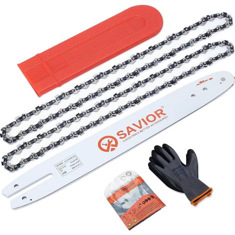 Savior 2 Chainsaw Chains with Guide Guard and Guide 35 cm 3/8" LP 50 Links 1.3mm - Compatible with MS180 MS200T MS201T MS210 MS211 (1/5)