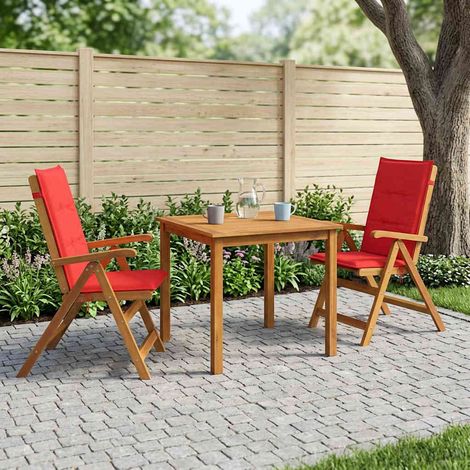 vidaXL Conjunto de comedor de jardín de 3 piezas 2 plaza Rojo (1/5)