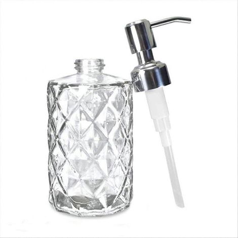 Distributeur de savon en verre gaufré à motif diamant avec pompe en acier inoxydable 304 (1/5)