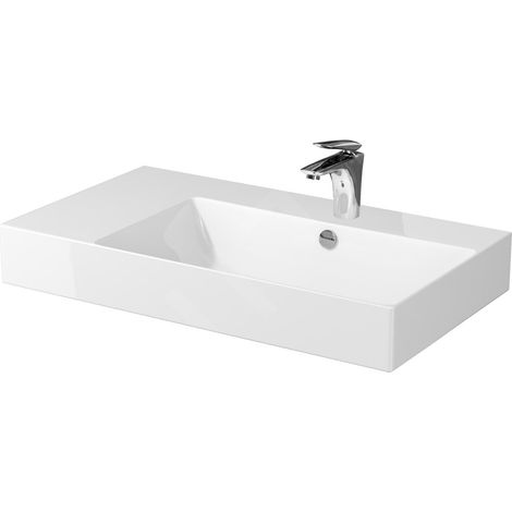 Cersanit Inverto - Lavabo 81x46 cm, avec trop-plein, trou pour robinetterie, blanc K671-016 (1/3)