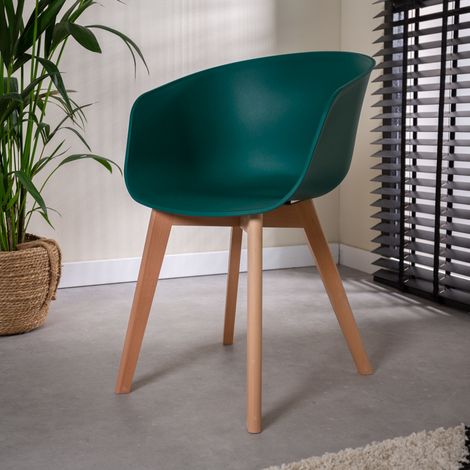 Chaise de salle à manger scandinave Herning verte – Coque en (1/5)