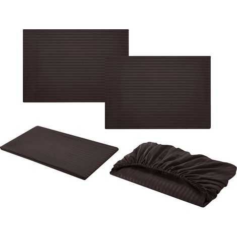 Set De Literie - Taie D Oreiller 50x75 cm x2 - Housse De Matelas 135x190 cm - Drap Plat 205x245 cm - Microfibre - Fermeture Eclair (1/5)