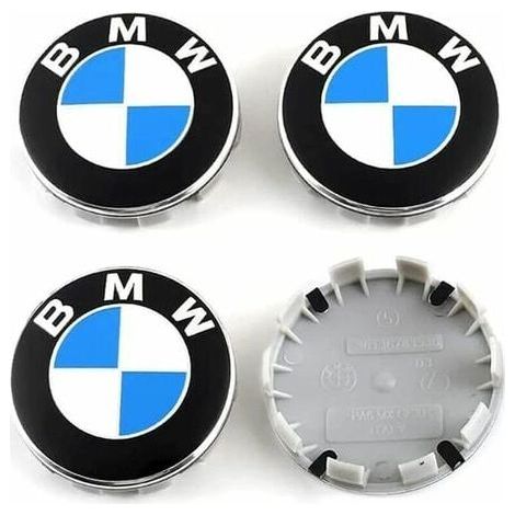 Lot de 4 caches moyeux 68mm pour BMW – Aluminium et plastique ABS – Installation simple – Améliore l'esthétique des jantes d'origine (1/5)