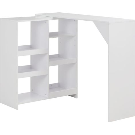 vidaXL Tavolo da Bar con Scaffale Mobile Bianco 138x39x110 cm (1/5)