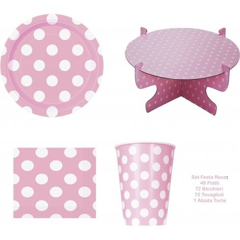 Trade Shop - Kit 72 Servilletas De Papel 72 Gafas 48 Platos 1 Pastel Superior Y Desechable Levantado -