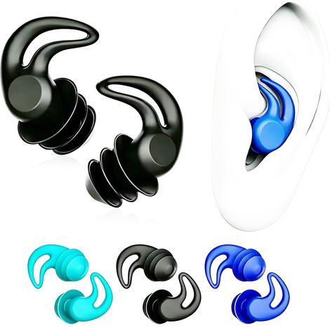 Bouchons d'oreille de natation pour adultes - En silicone souple imperméable et réutilisable - Protection pour la douche, la natation, le surf, le norkelling et d'autres sports nautiques (noir (1/5)