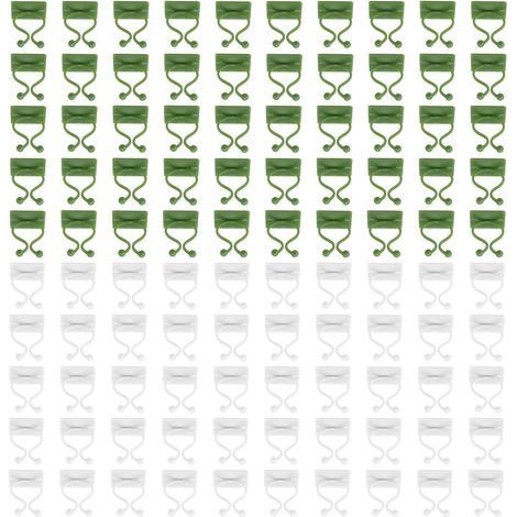 100 Pièces Accroche Plante Grimpante, Attache Plante, Clips de Support pour Plantes Autocollant, Vert et Blanc (1/5)