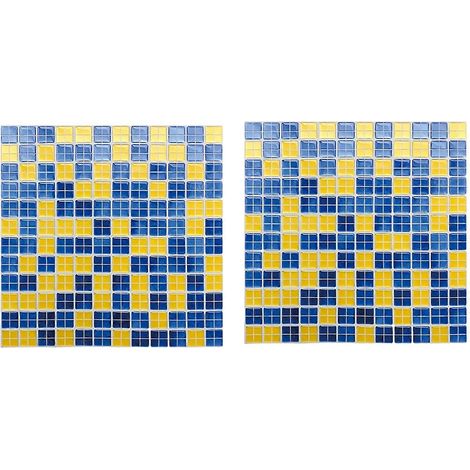 Lot de 2 stickers muraux mosaque rétro – Autocollants et imperméables – pour cuisine, salle de bain et décoration murale - I (1/5)