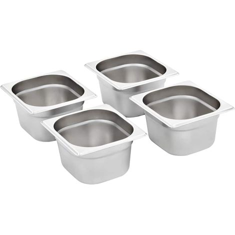 vidaXL Bandejas Gastronorm 12 unidades GN 1/6 100 mm acero inoxidable (1/2)