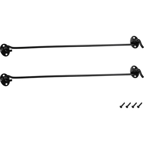 Loquet de porte, serrure de porte de grange, loquet coulissant en acier inoxydable de 16 pouces, noir, 2 pièces avec vis. (1/5)