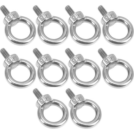 Lot de 10 boulons à œil de levage M6 en acier inoxydable, robustes et de qualité marine. (1/5)