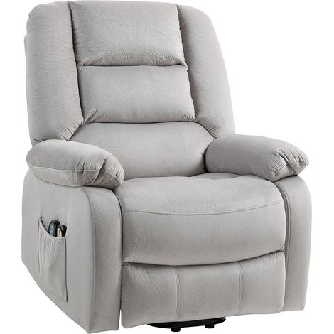 Sillón elevador con función de masaje, 90x93x110cm, gris claro