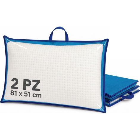 Lot de 2 housses de coussin 81 x 51 cm, avec fermeture éclair et poignée en TNT, face en PVC transparent, sac gain de place pour coussins, couettes, couvertures ou linge de lit, couleur